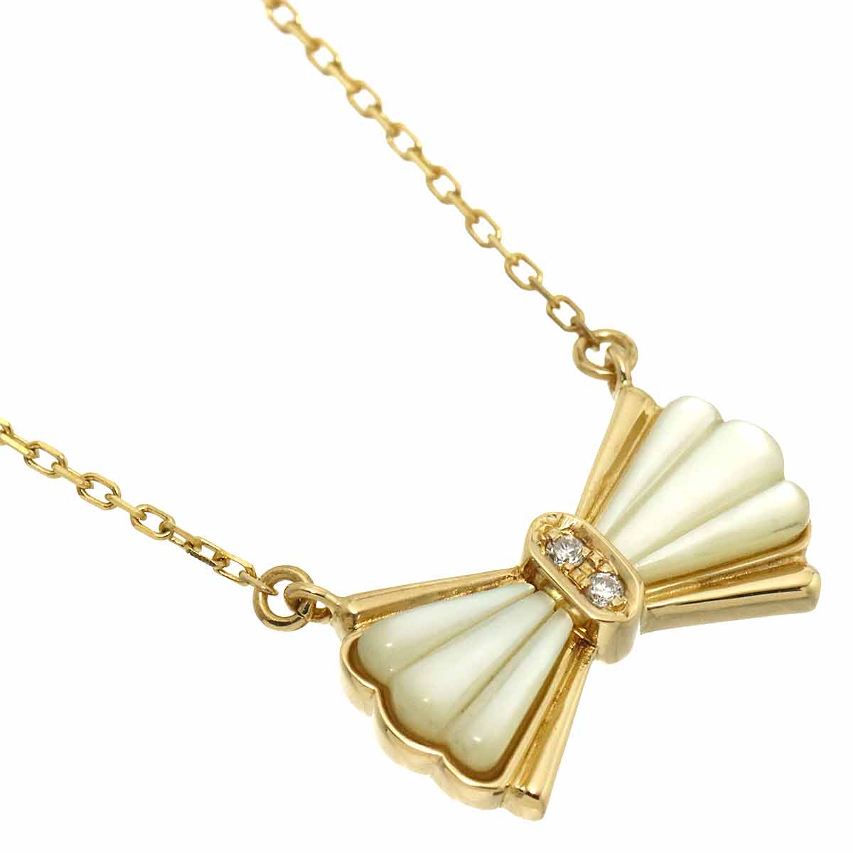 MOP Diamond 0.02ct Necklace 18K YG 750