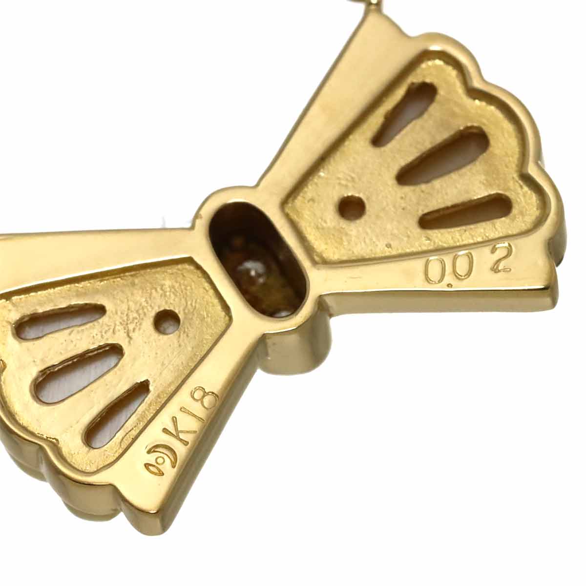 MOP Diamond 0.02ct Necklace 18K YG 750