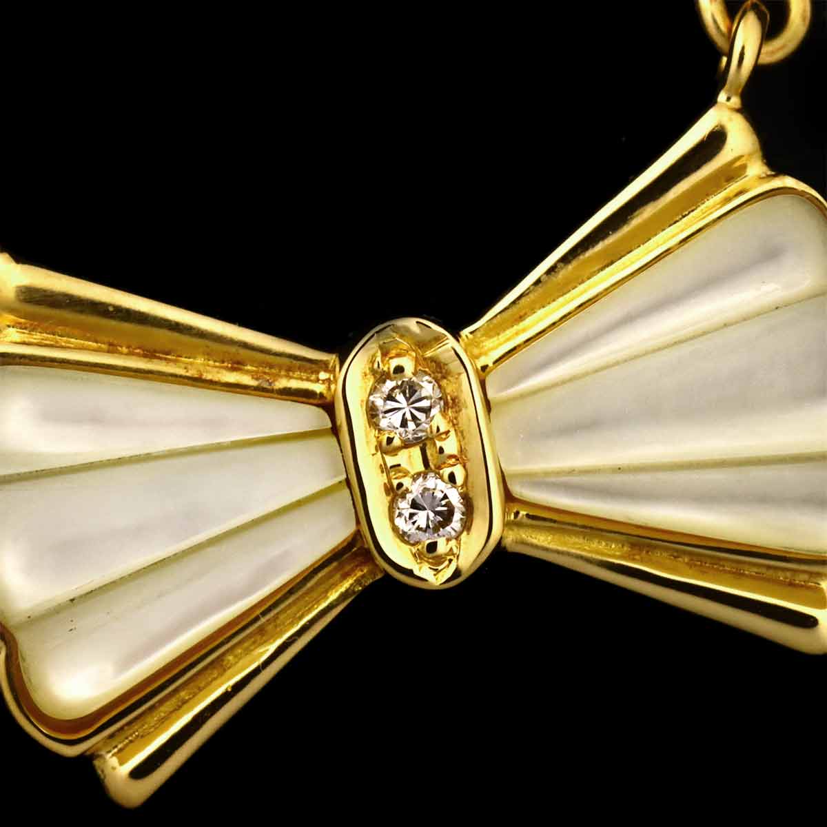 MOP Diamond 0.02ct Necklace 18K YG 750