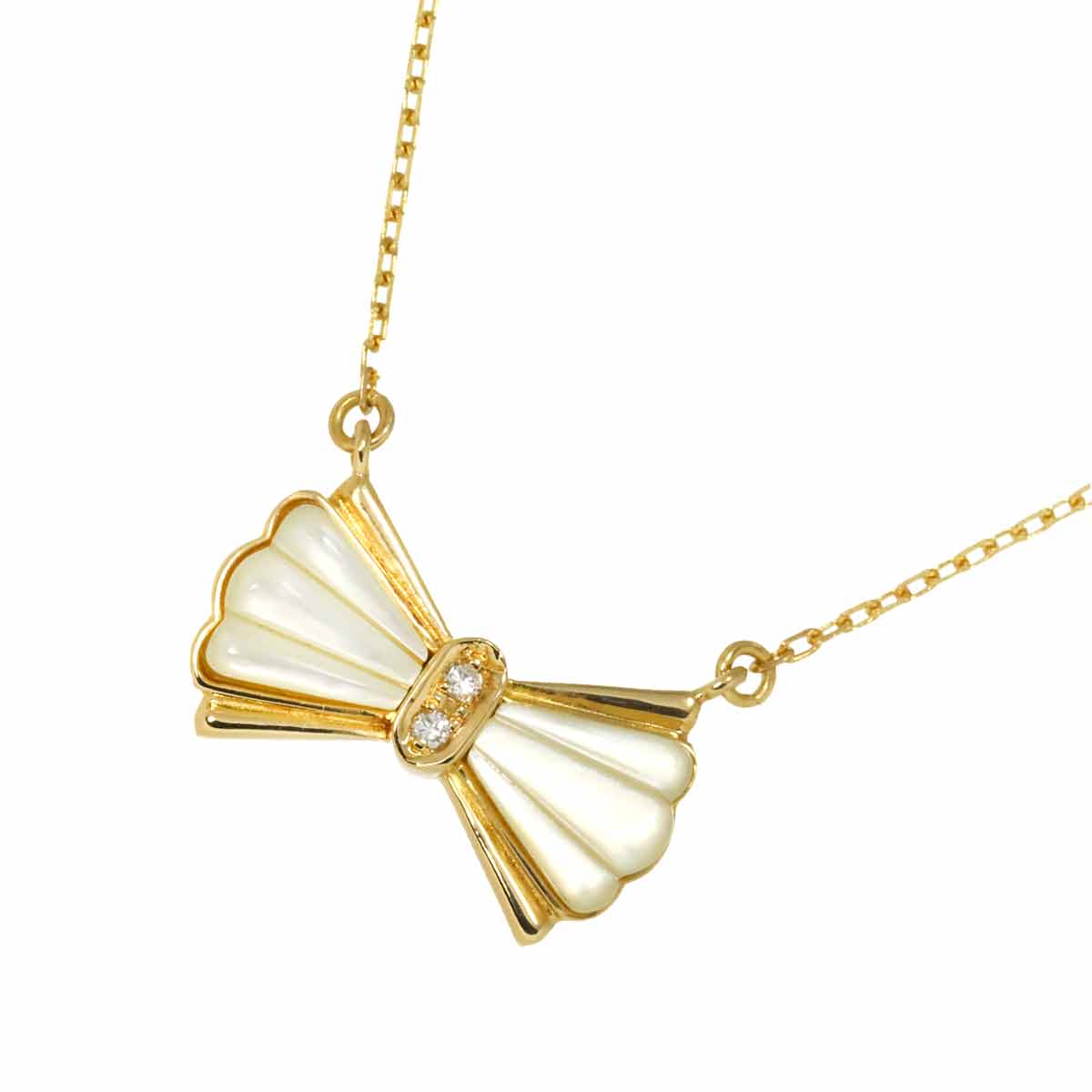 MOP Diamond 0.02ct Necklace 18K YG 750