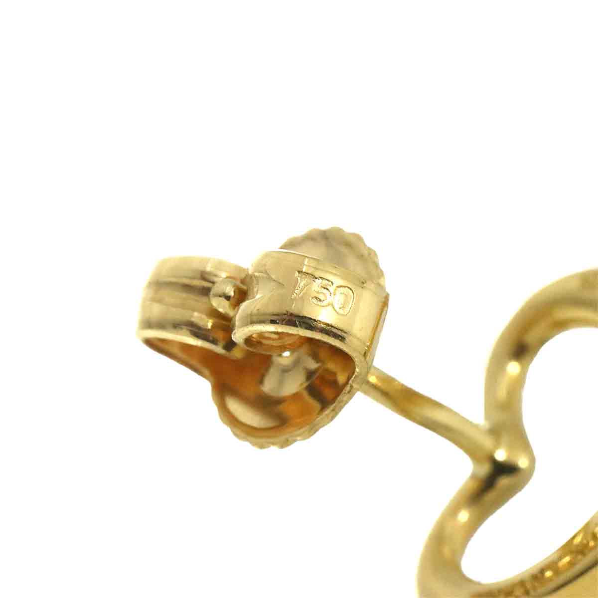 Open Heart Earrings Pierced 18K Yellow Gold 750