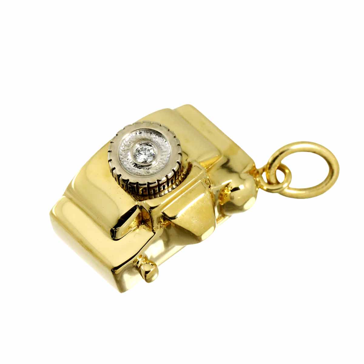 Camera Motif Diamond Pendant Top 18K YG WG 750