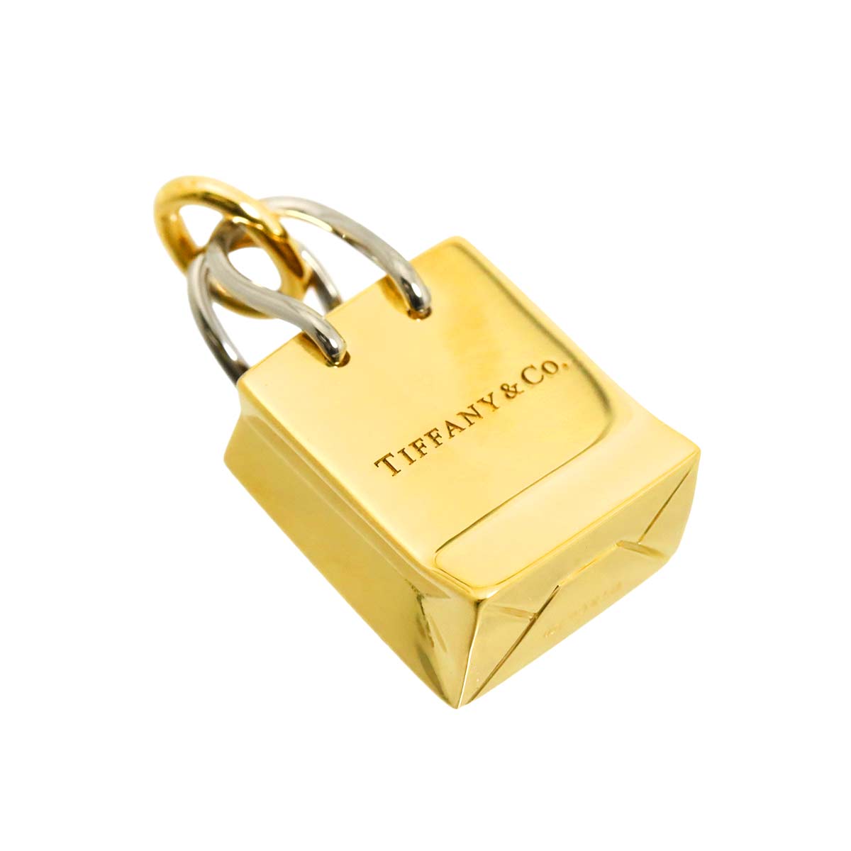 Shopping Bag Pendant Top 18K YG WG 750