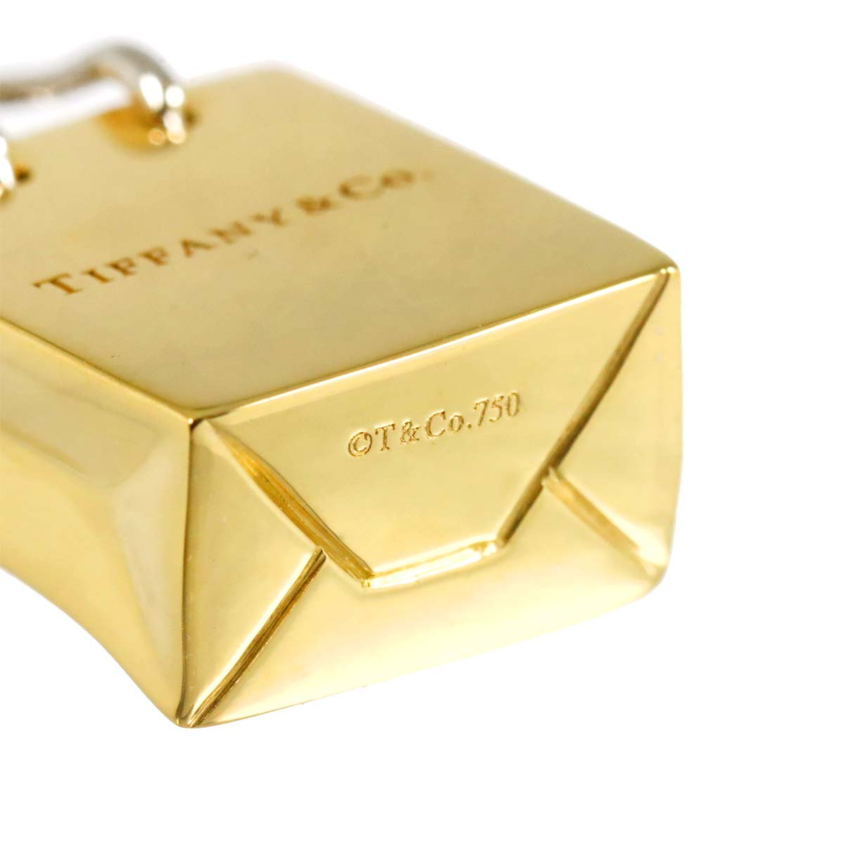 Shopping Bag Pendant Top 18K YG WG 750