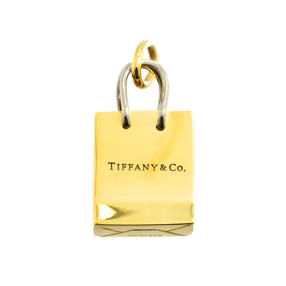 Shopping Bag Pendant Top 18K YG WG 750
