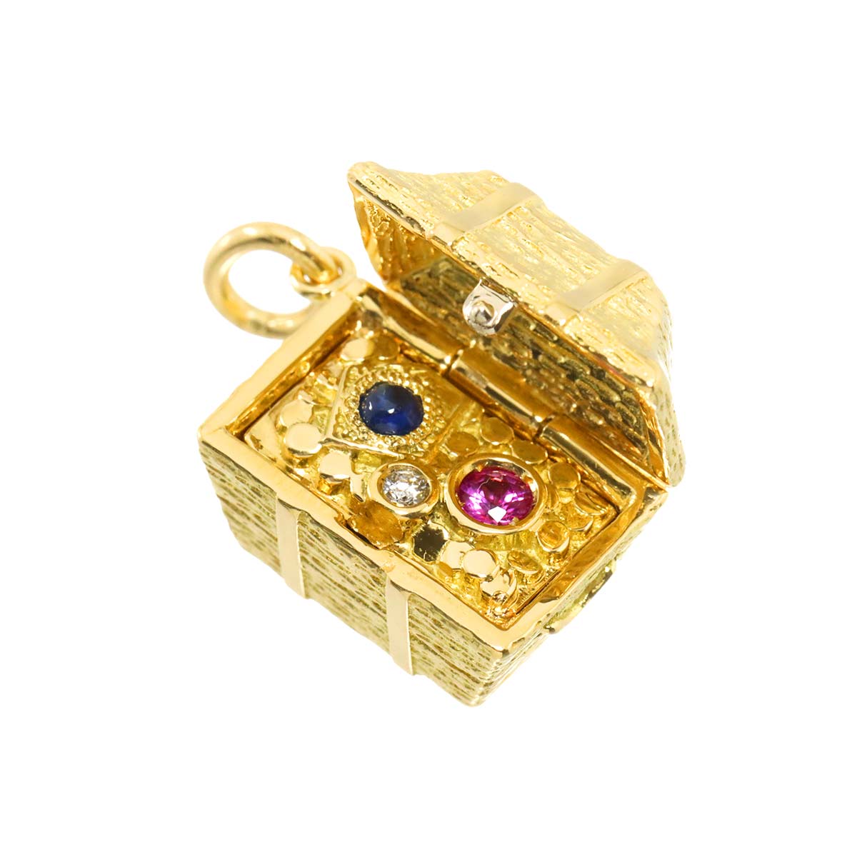 Treasure chest Sapphire Diamond Pendant Top 18K YG 750