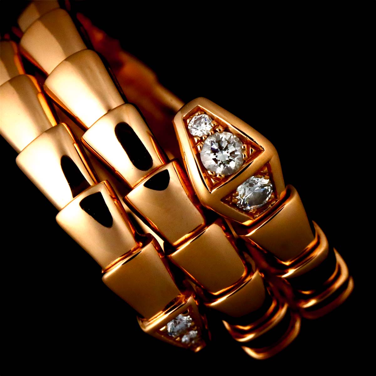 Serpenti Viper Diamond Ring 18K PG 750 sizeXL 8-8.25(US)