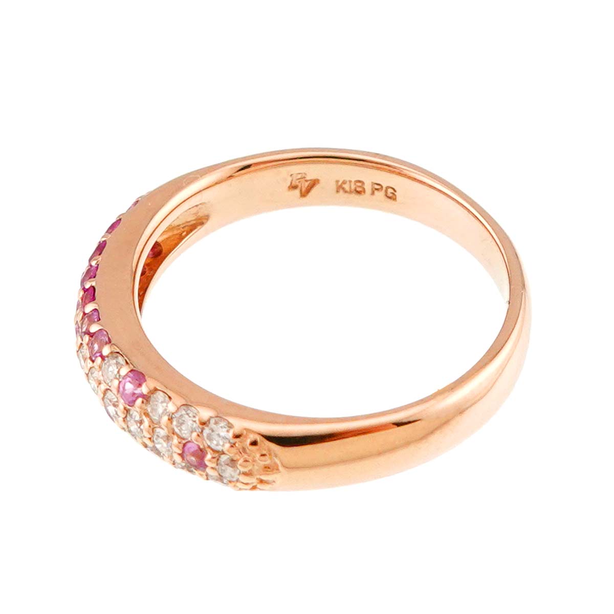 Sapphire 0.29ct Diamond 0.15ct Ring 18K PG Size:4.5(US)