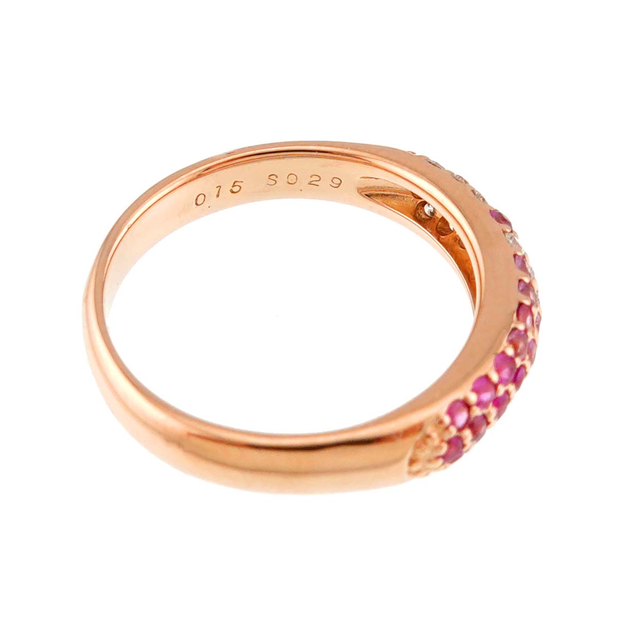 Sapphire 0.29ct Diamond 0.15ct Ring 18K PG Size:4.5(US)