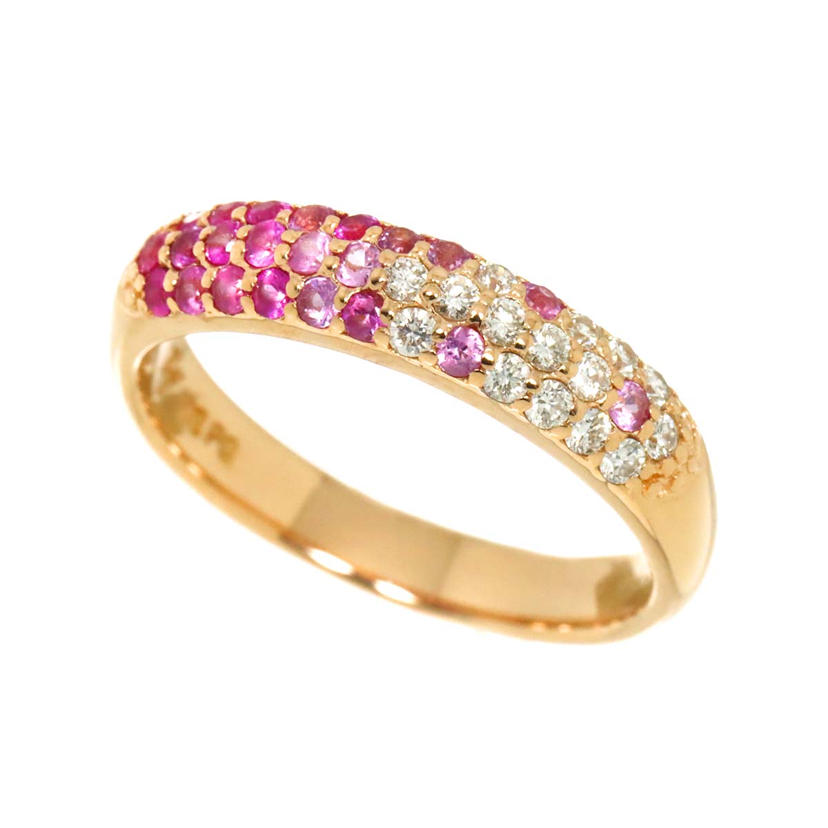 Sapphire 0.29ct Diamond 0.15ct Ring 18K PG Size:4.5(US)