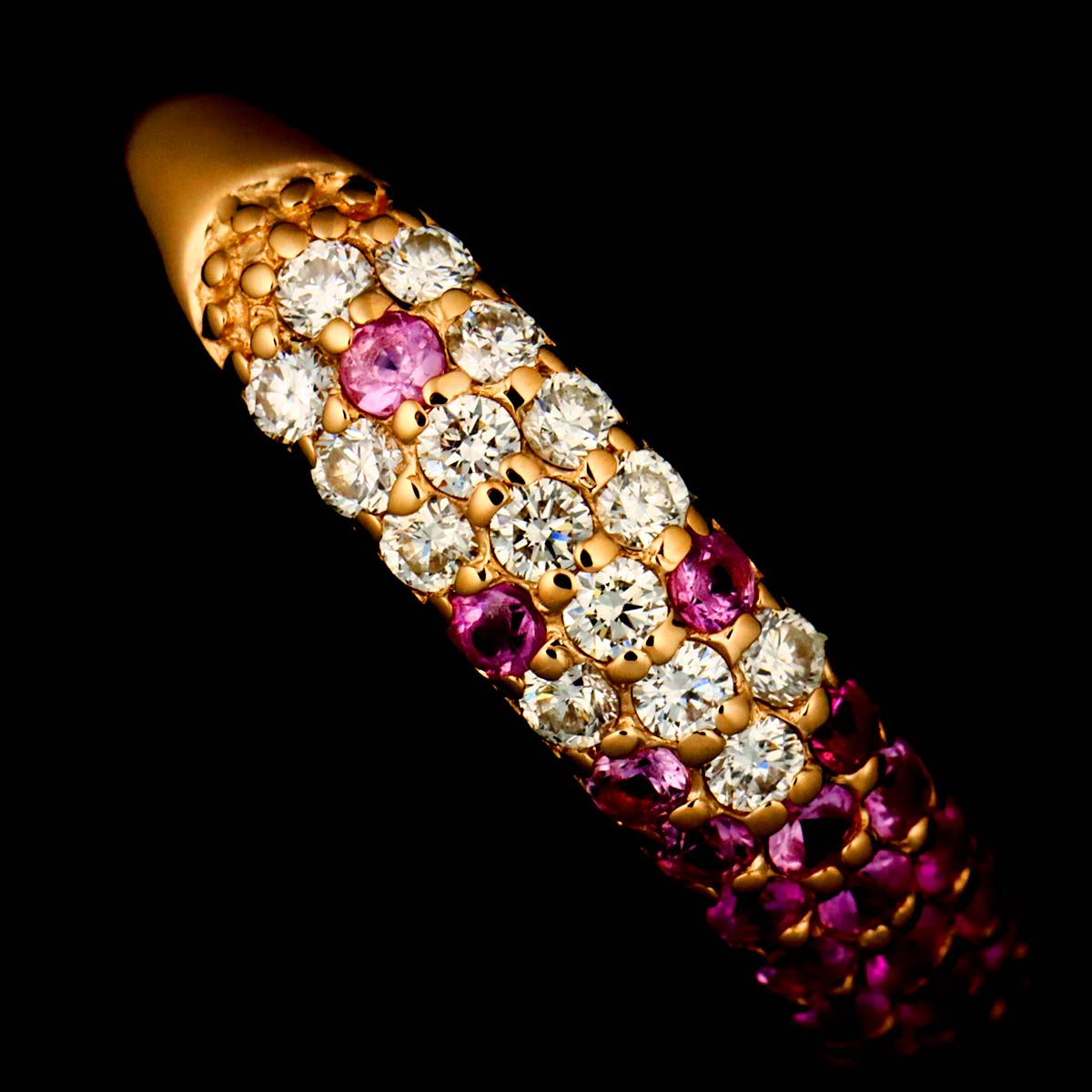 Sapphire 0.29ct Diamond 0.15ct Ring 18K PG Size:4.5(US)