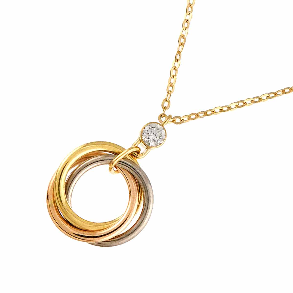 Trinity Diamond Necklace 18K YG WG PG 750