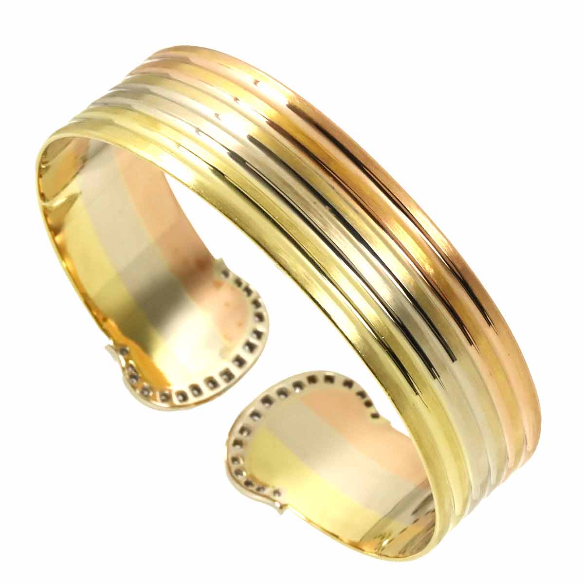2C C2 Diamond Trinity Bangle Bracelet 18K YG WG PG 750