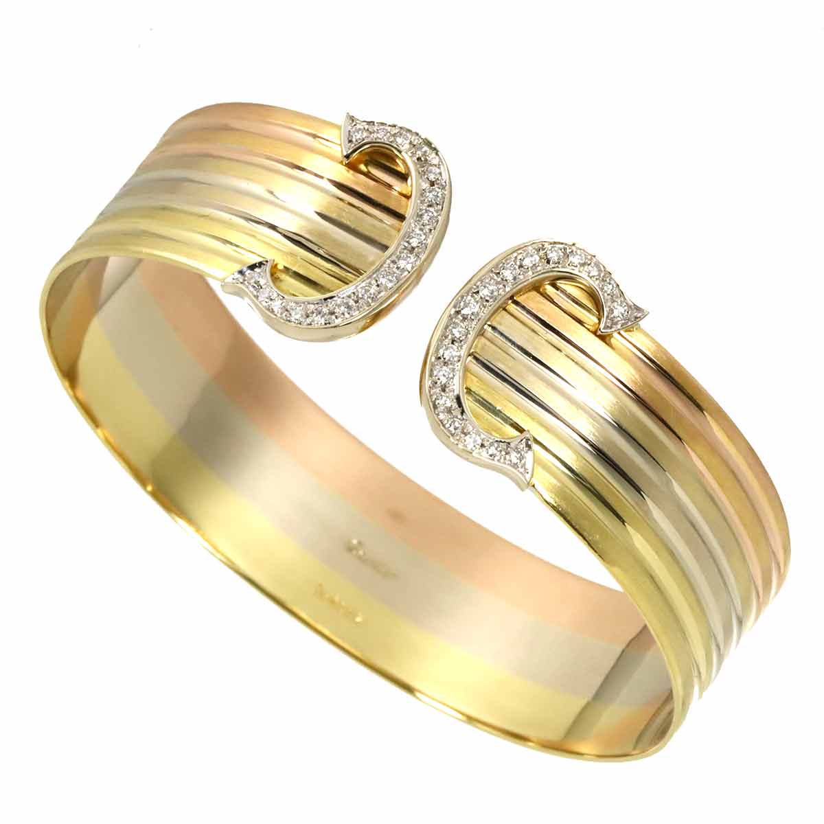 2C C2 Diamond Trinity Bangle Bracelet 18K YG WG PG 750
