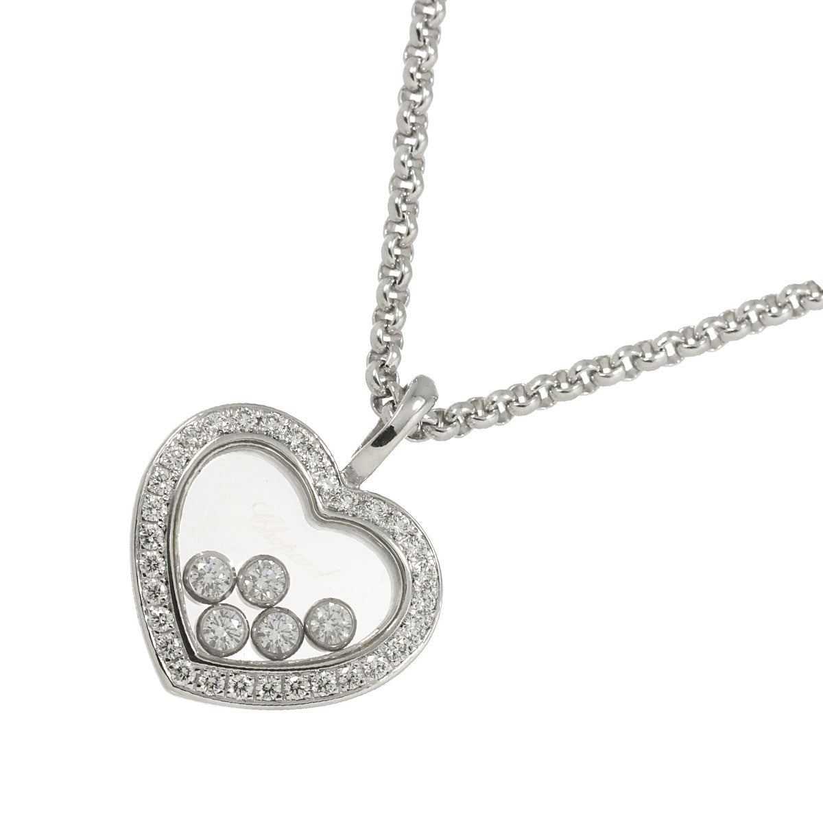 Happy Diamond Heart Necklace 18K White Gold 750
