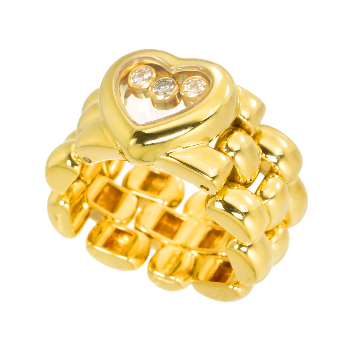 Happy Diamond Heart Ring 18K YG 750 Size5.25(US)