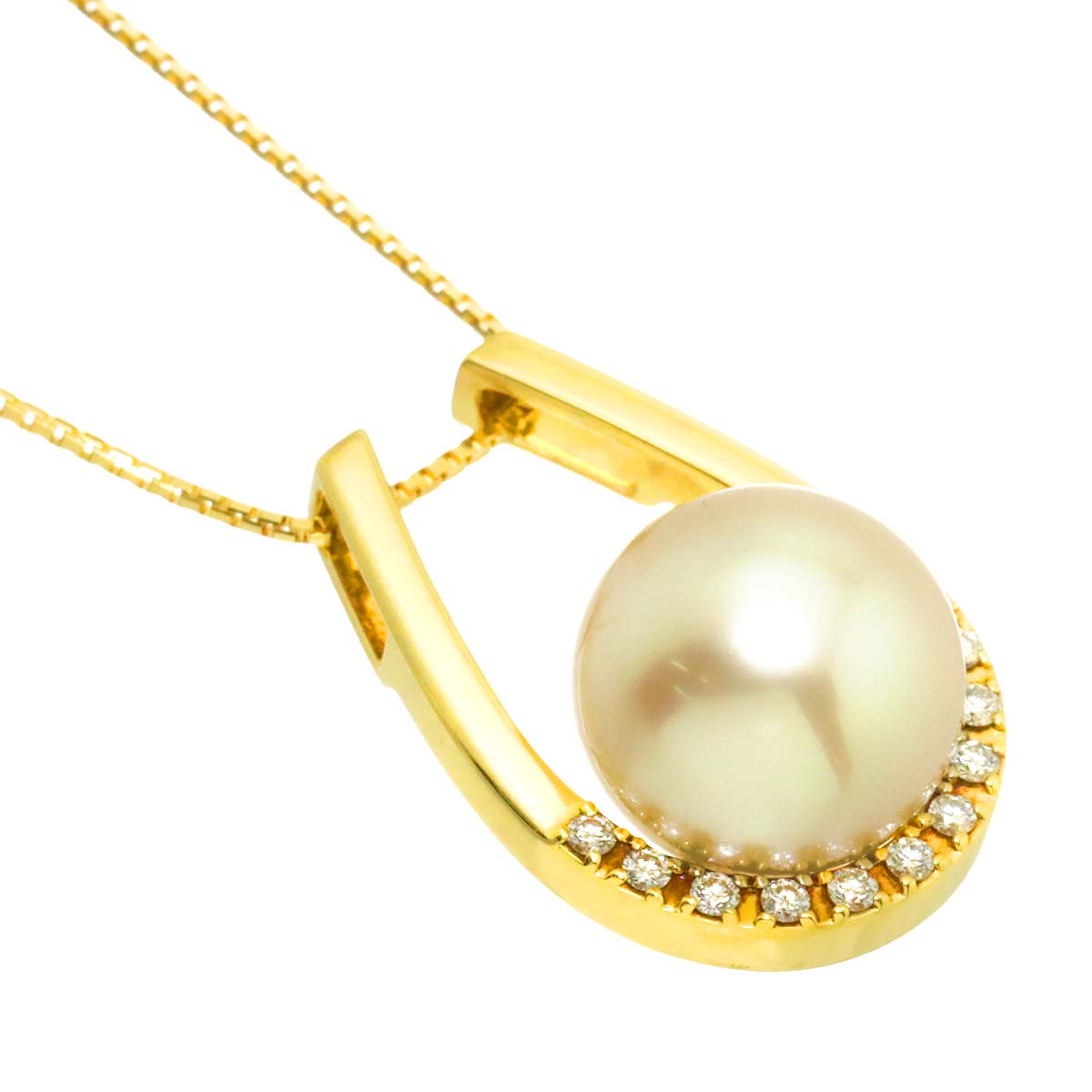 South Sea pearl 10.7mm Diamond 0.10ct Necklace 18K YG 750
