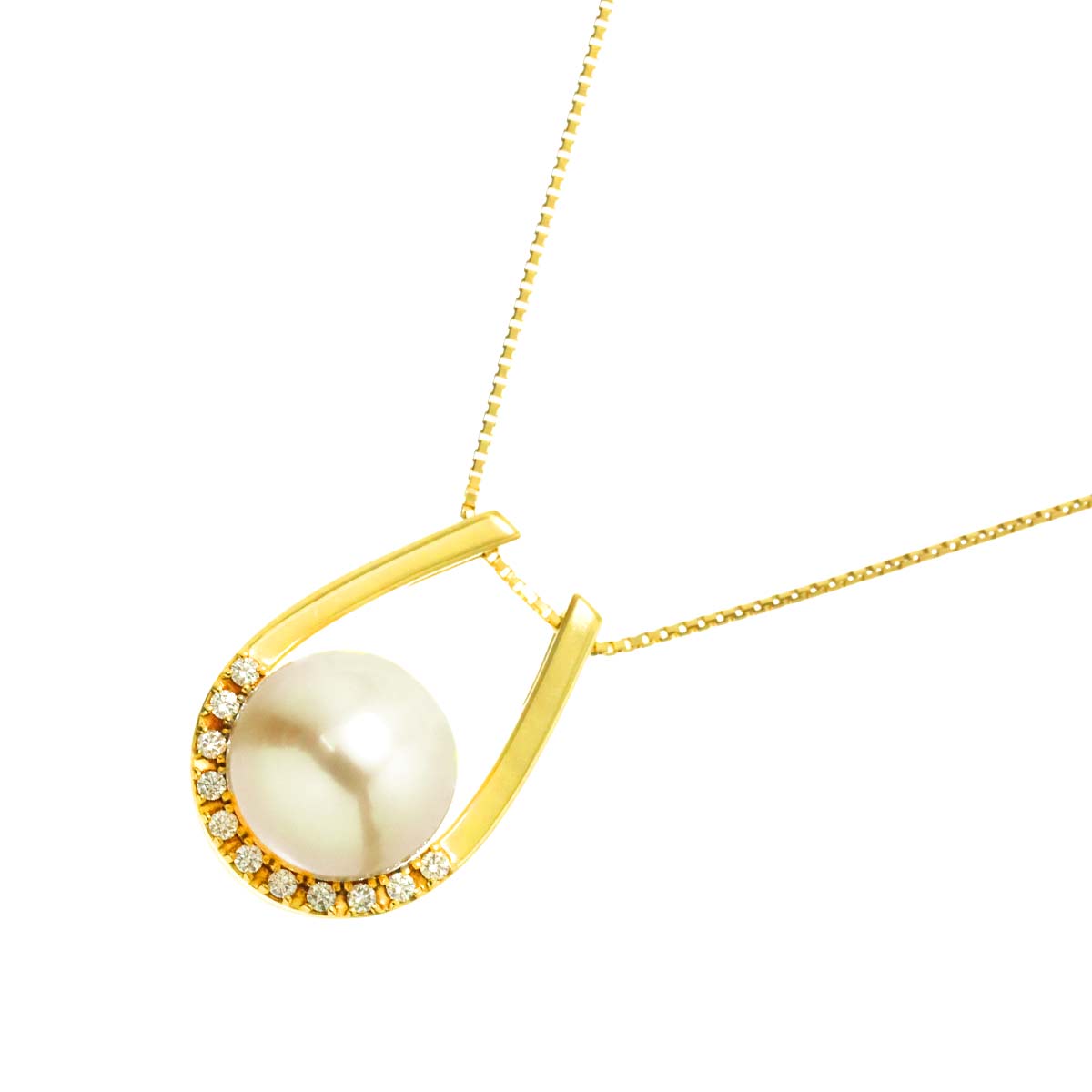 South Sea pearl 10.7mm Diamond 0.10ct Necklace 18K YG 750