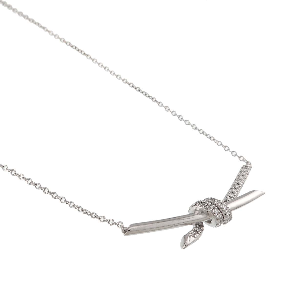 Knot Diamond 0.25ct Necklace 18K White Gold 750