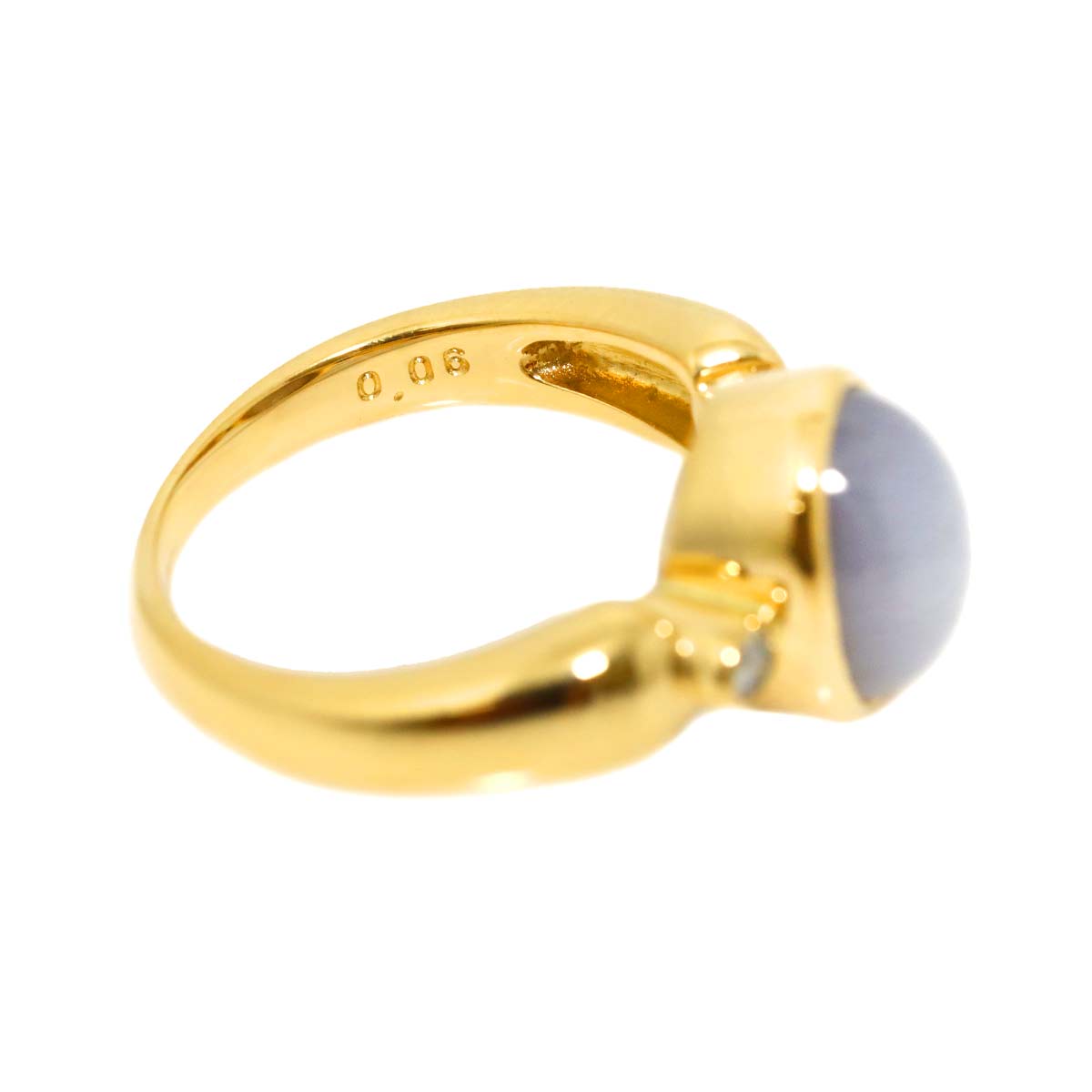 StarSapphire Diamond 0.06ct Ring 18K YG 750 size4.5(US)