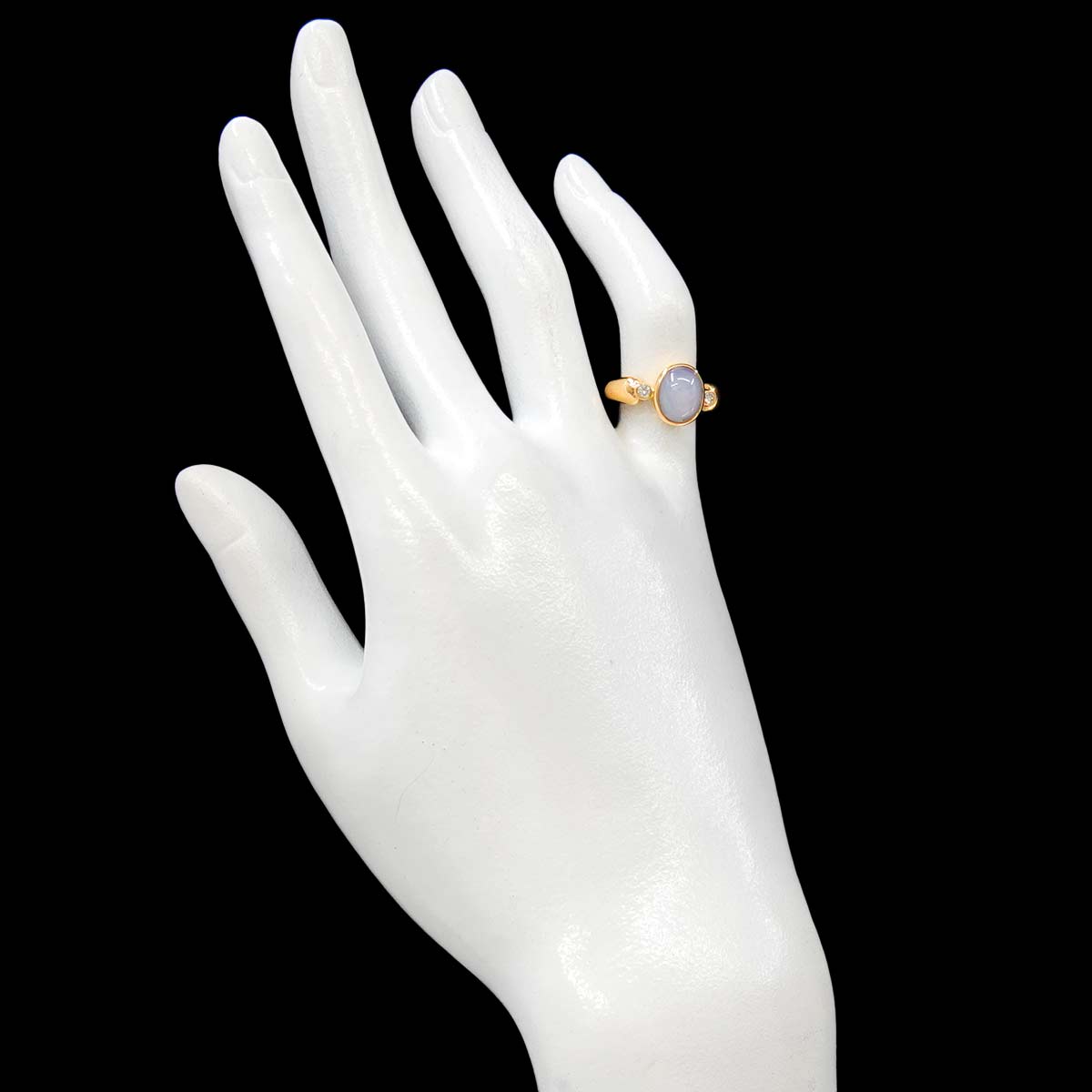 StarSapphire Diamond 0.06ct Ring 18K YG 750 size4.5(US)
