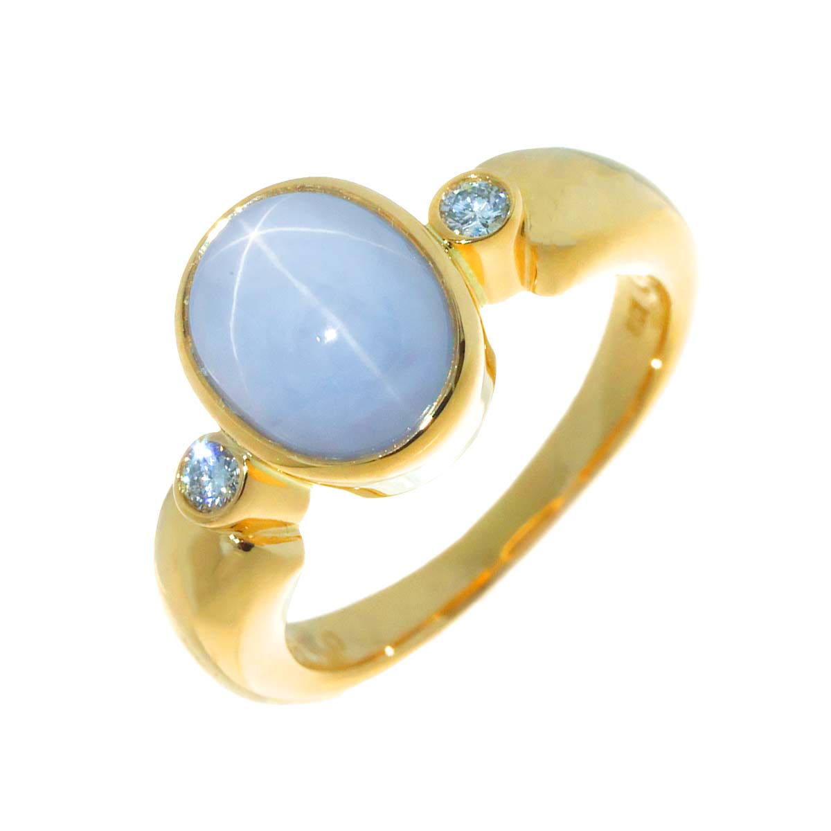 StarSapphire Diamond 0.06ct Ring 18K YG 750 size4.5(US)