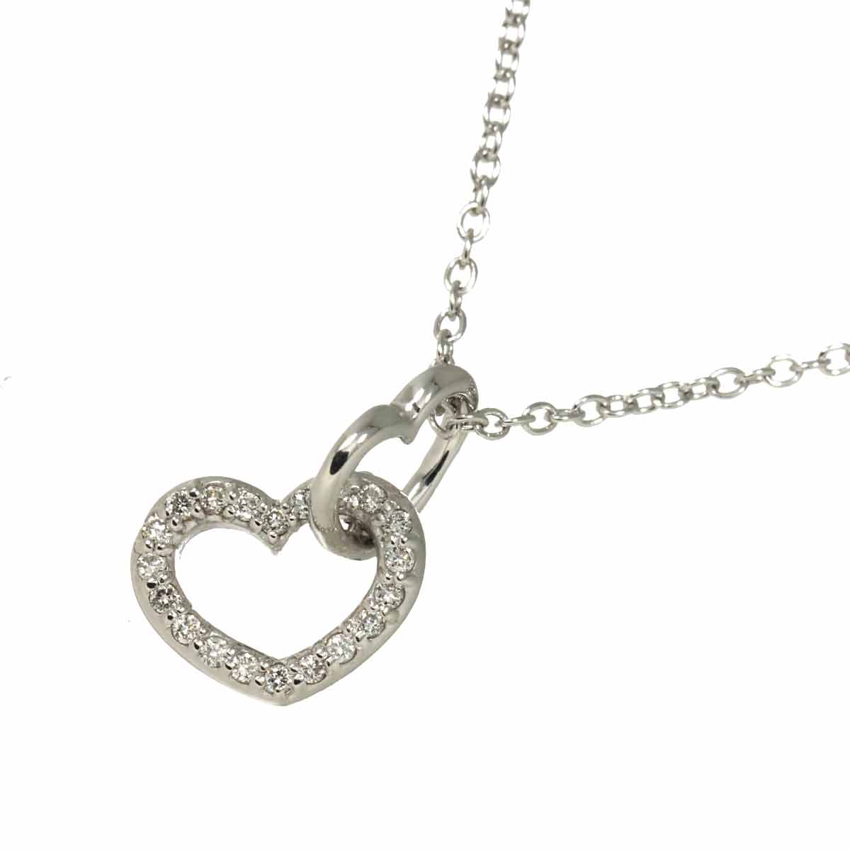 Heart Motif Diamond 0.11ct Necklace 18K White Gold 750