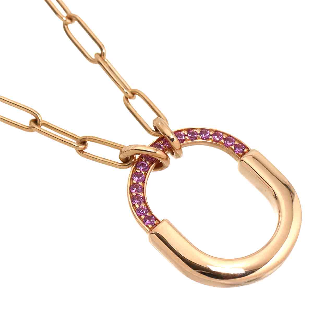 Lock Small Sapphire Necklace 18K Pink Gold 750