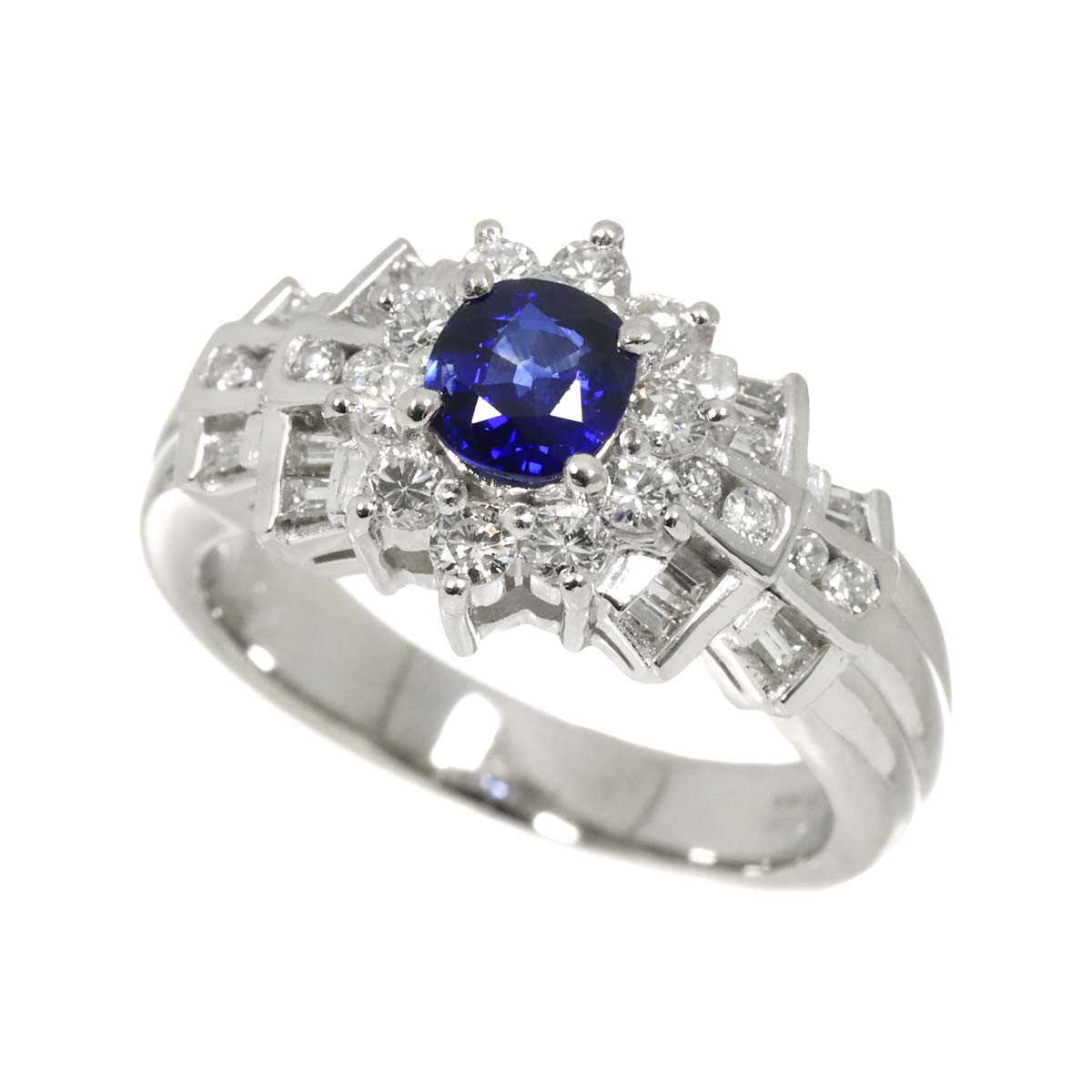 Sapphire 0.57ct Diamond 0.65ct Ring Pt Platinum size5.75-6(US)