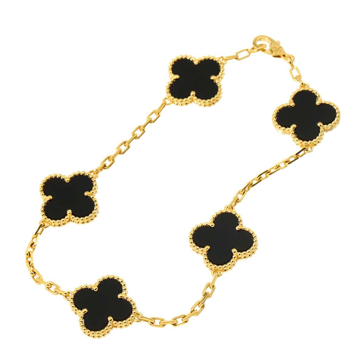 Vintage Alhambra Onyx 5P Bracelet 18K YG 750