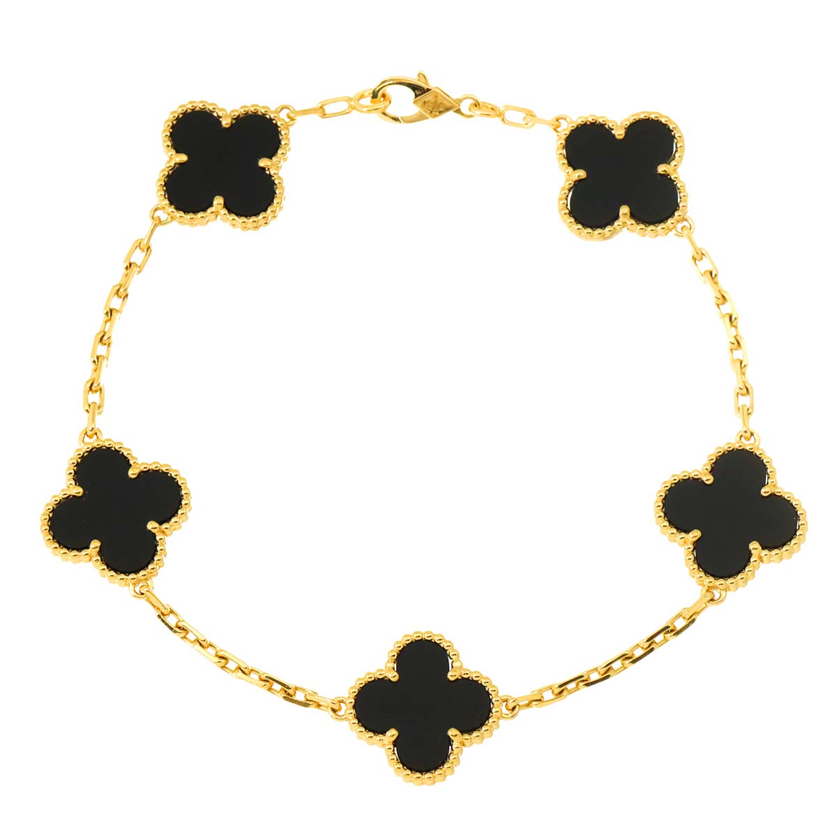 Vintage Alhambra Onyx 5P Bracelet 18K YG 750