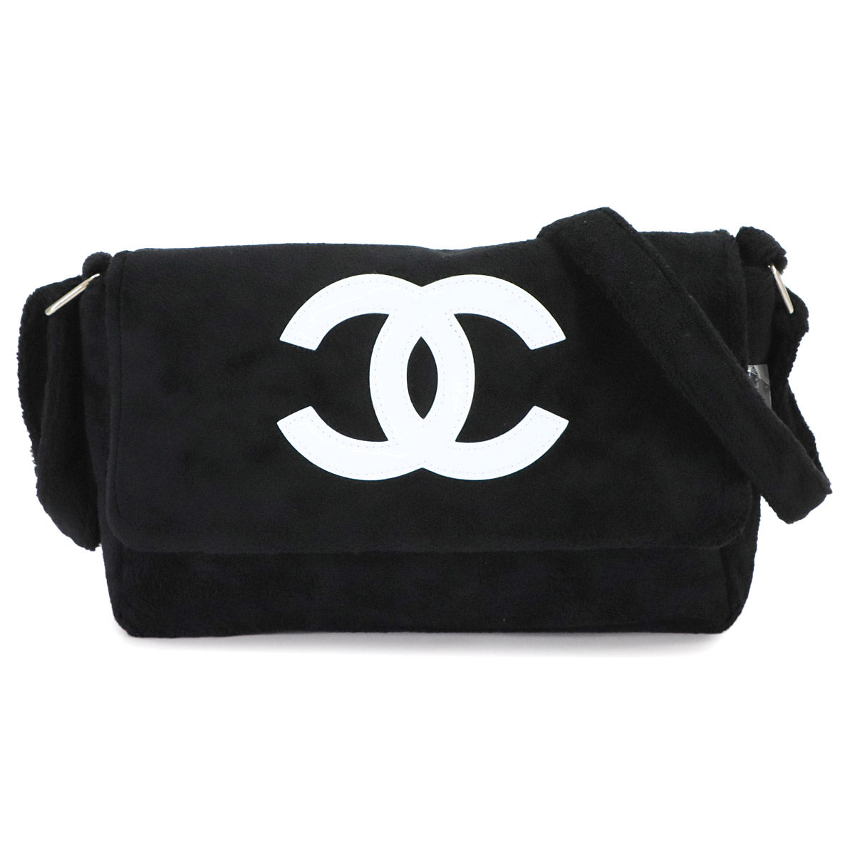 PRECISION Shoulder Bag Pile fabric Black Coco Logos Purse