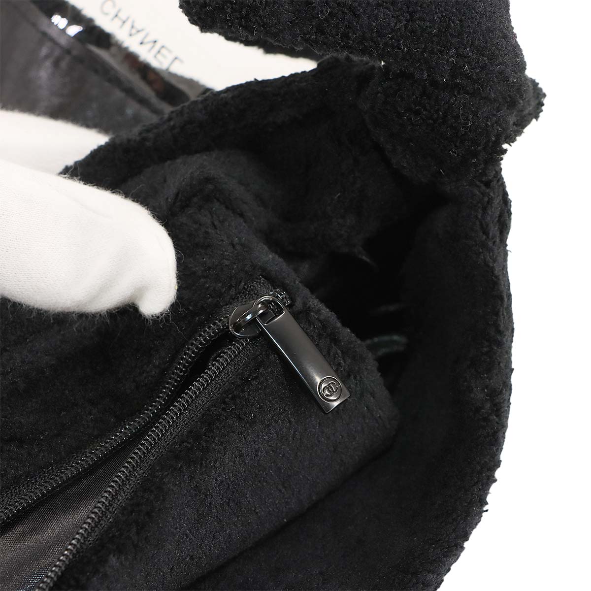 PRECISION Shoulder Bag Pile fabric Black Coco Logos Purse