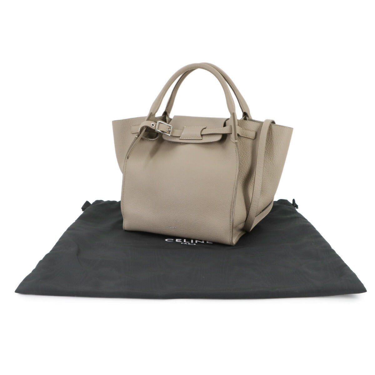 Big Bag Small With Longstrap Hand Shoulder Bag Leather Beige