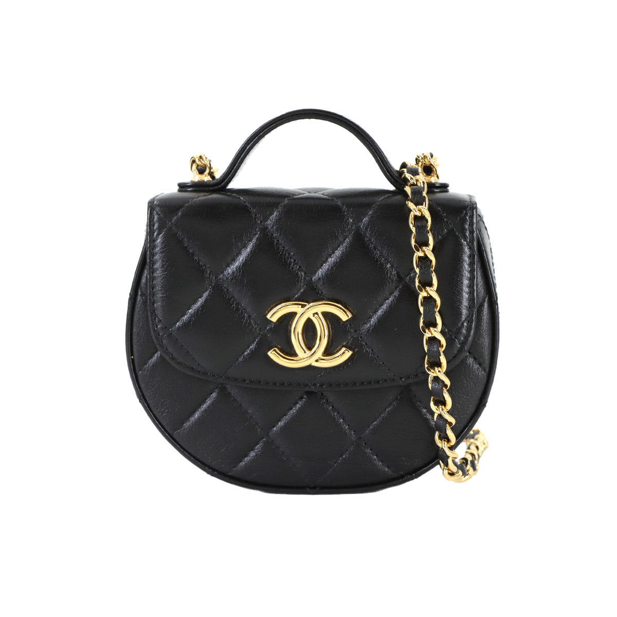 Mini Matelasse Chain Shoulder Bag Leather Black AP3378 Purse