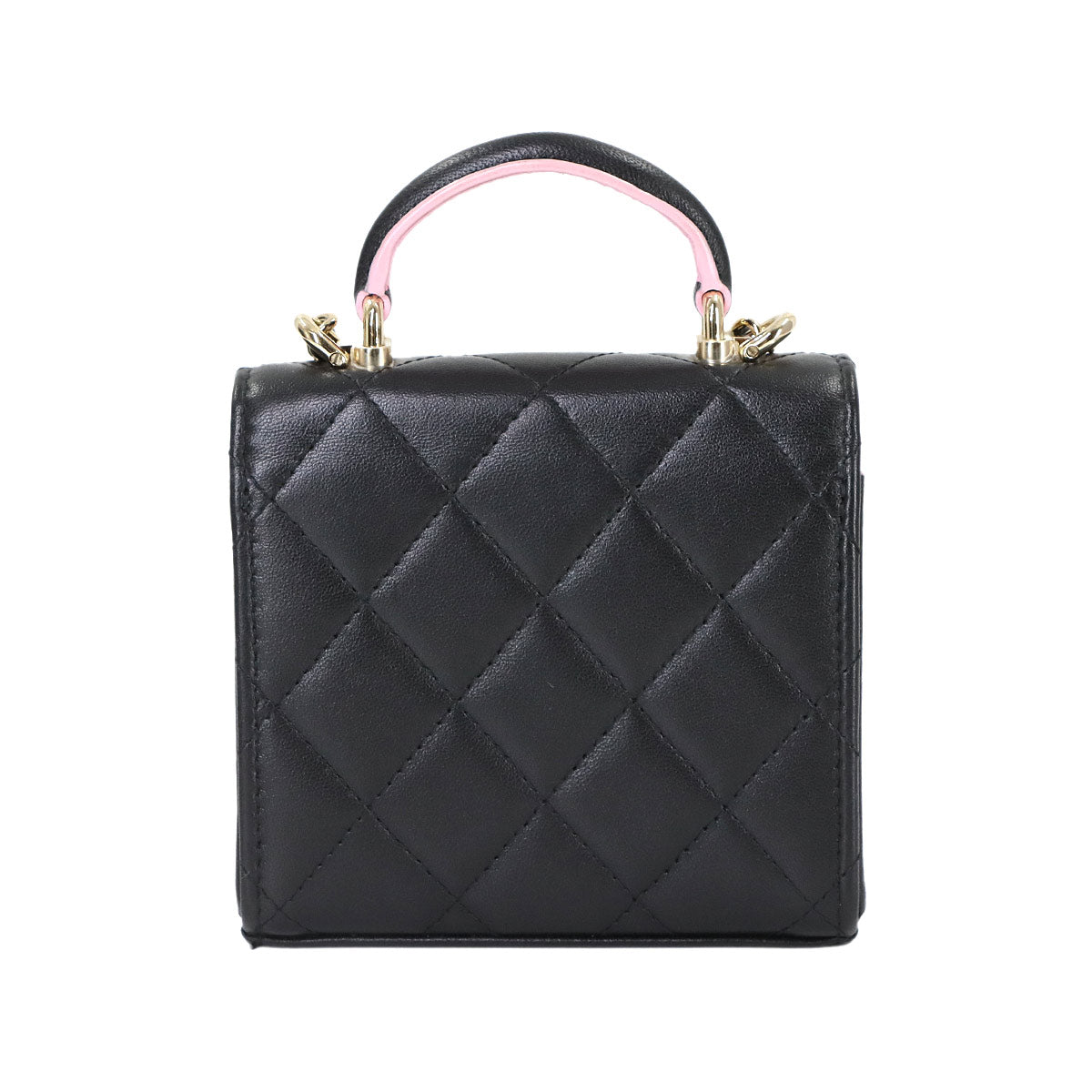 Mini Matelasse Chain Shoulder Bag Leather Black Pink AP2682