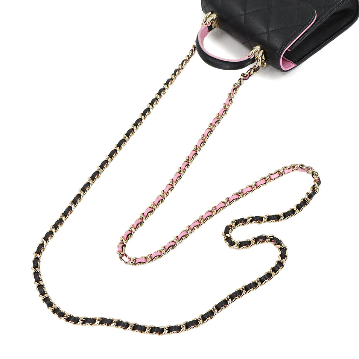 Mini Matelasse Chain Shoulder Bag Leather Black Pink AP2682