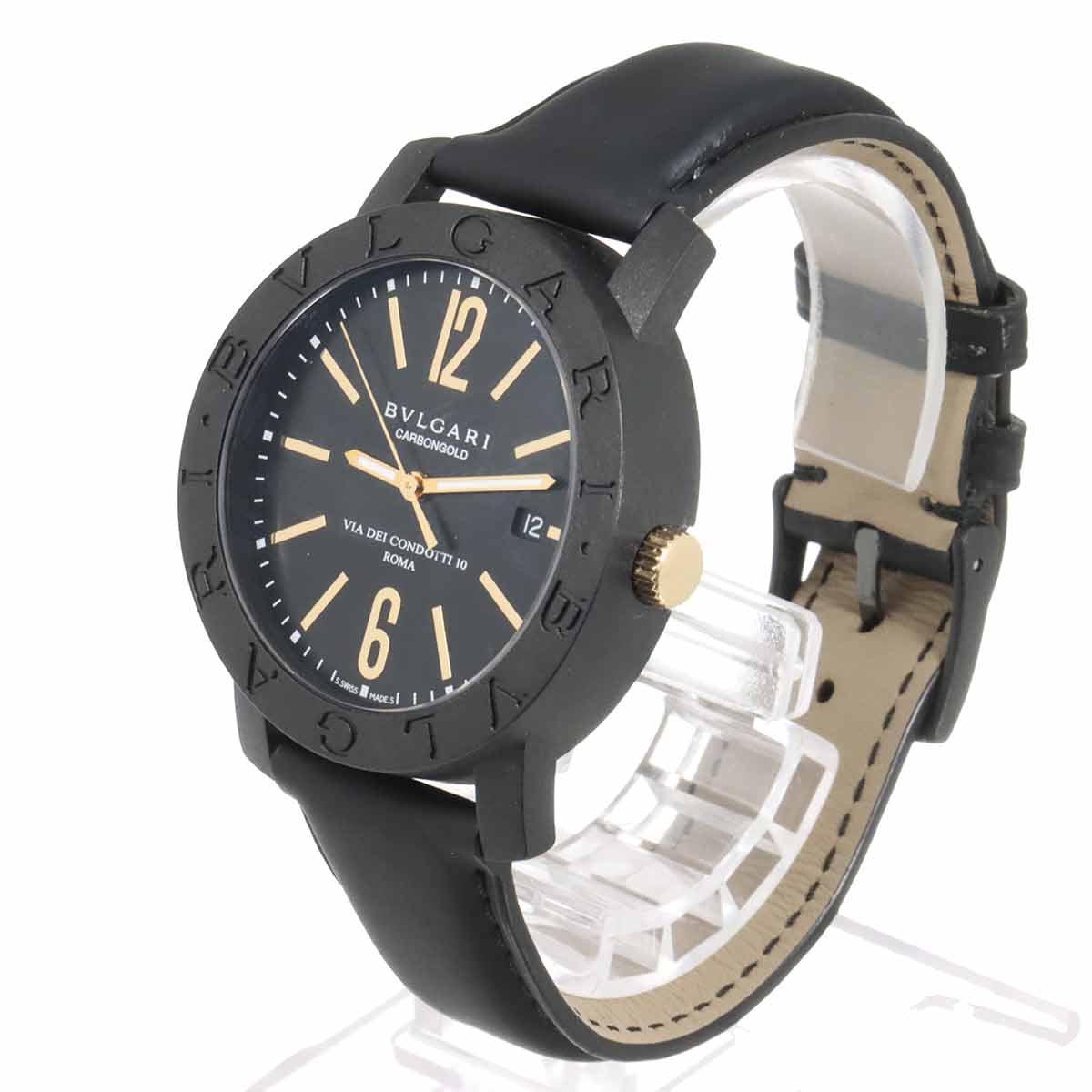 BVLGARIBVLGARI Carbon Gold BB40CL 750 PG Black Dial Mens