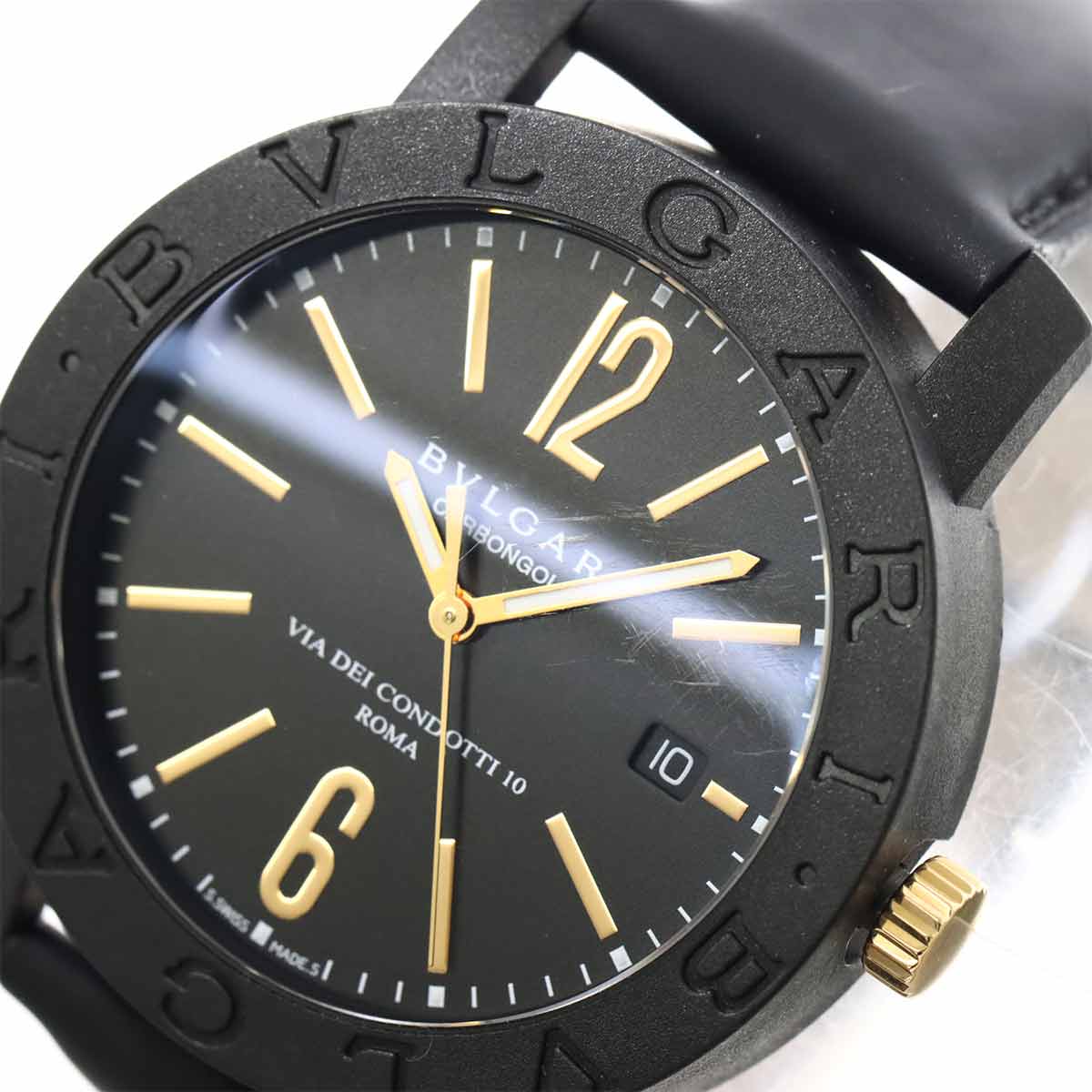 BVLGARIBVLGARI Carbon Gold BB40CL 750 PG Black Dial Mens