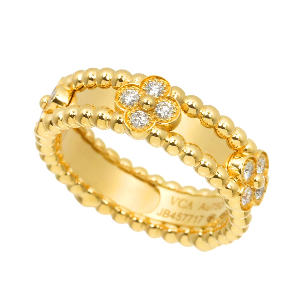 Perlee clover Diamond Ring 18K YG size51 5.5-5.75(US)
