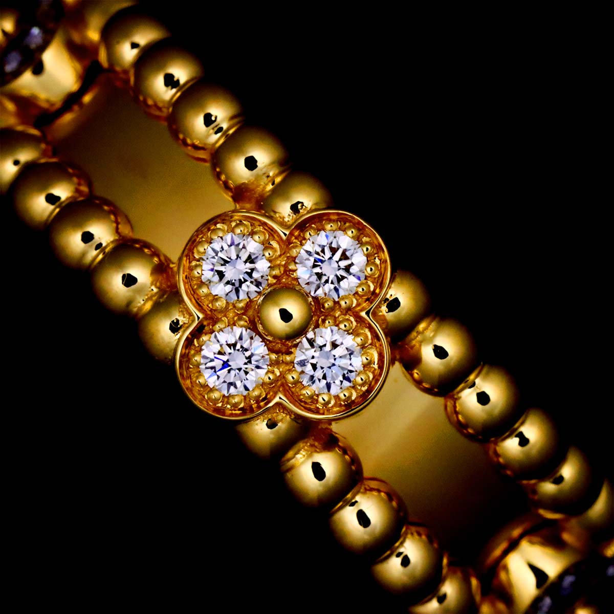Perlee clover Diamond Ring 18K YG size51 5.5-5.75(US)