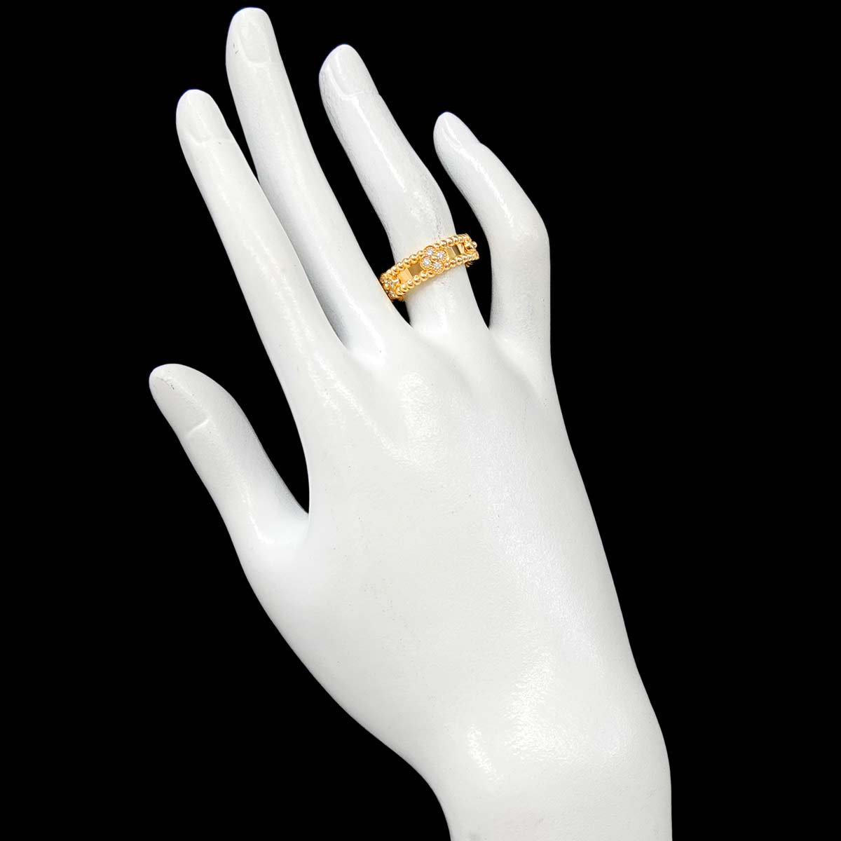 Perlee clover Diamond Ring 18K YG size51 5.5-5.75(US)