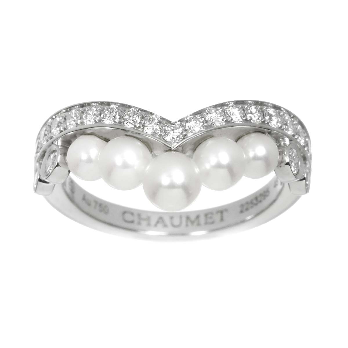 Josephine Ring Akoya Pearl Diamond 18K WG 750 Size48 4.5(US)