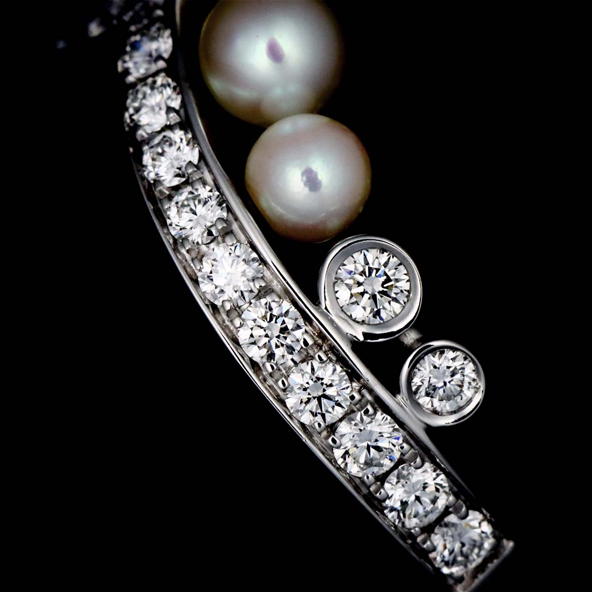 Josephine Ring Akoya Pearl Diamond 18K WG 750 Size48 4.5(US)