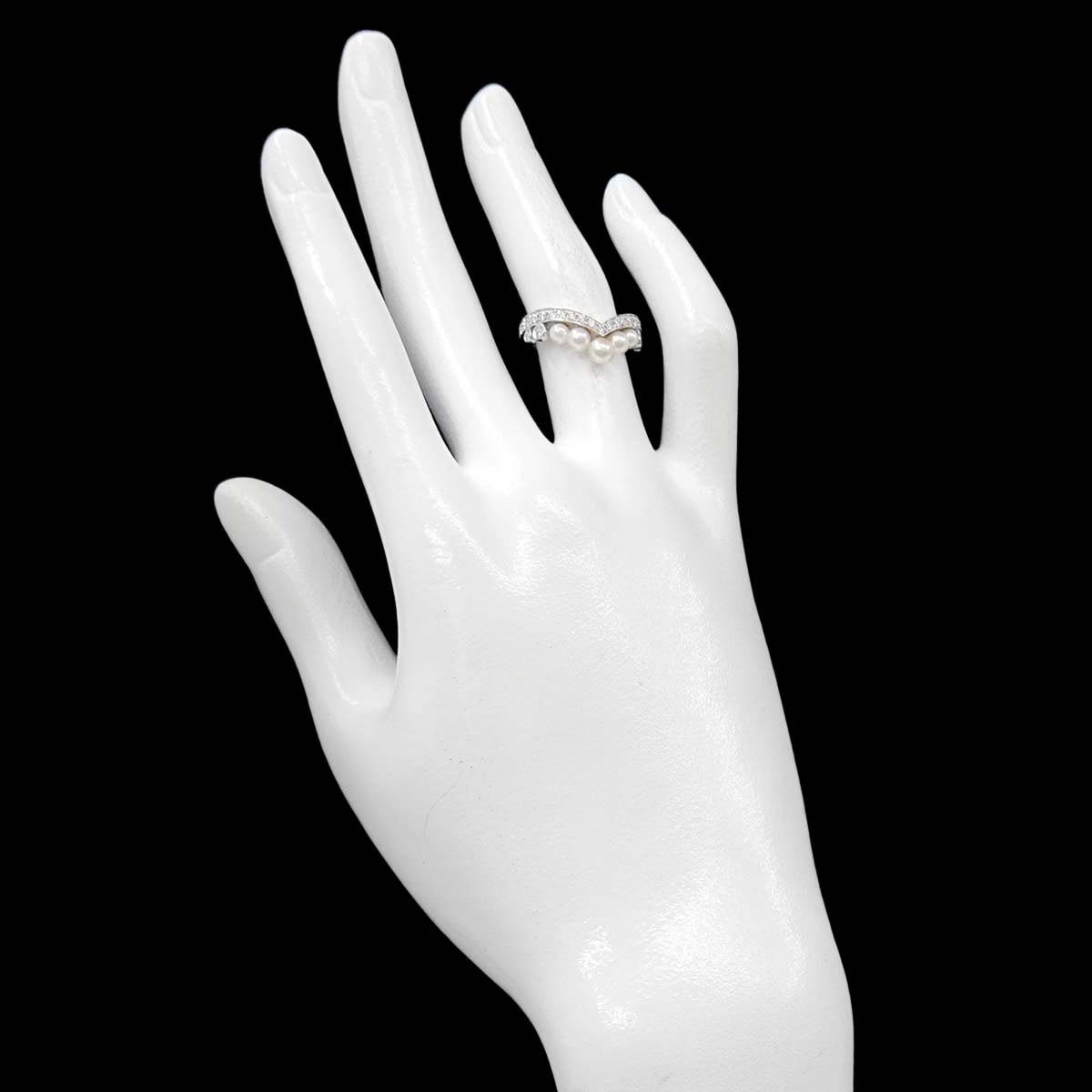 Josephine Ring Akoya Pearl Diamond 18K WG 750 Size48 4.5(US)