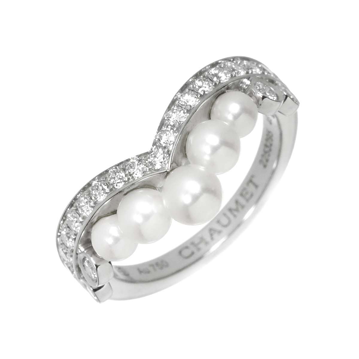 Josephine Ring Akoya Pearl Diamond 18K WG 750 Size48 4.5(US)