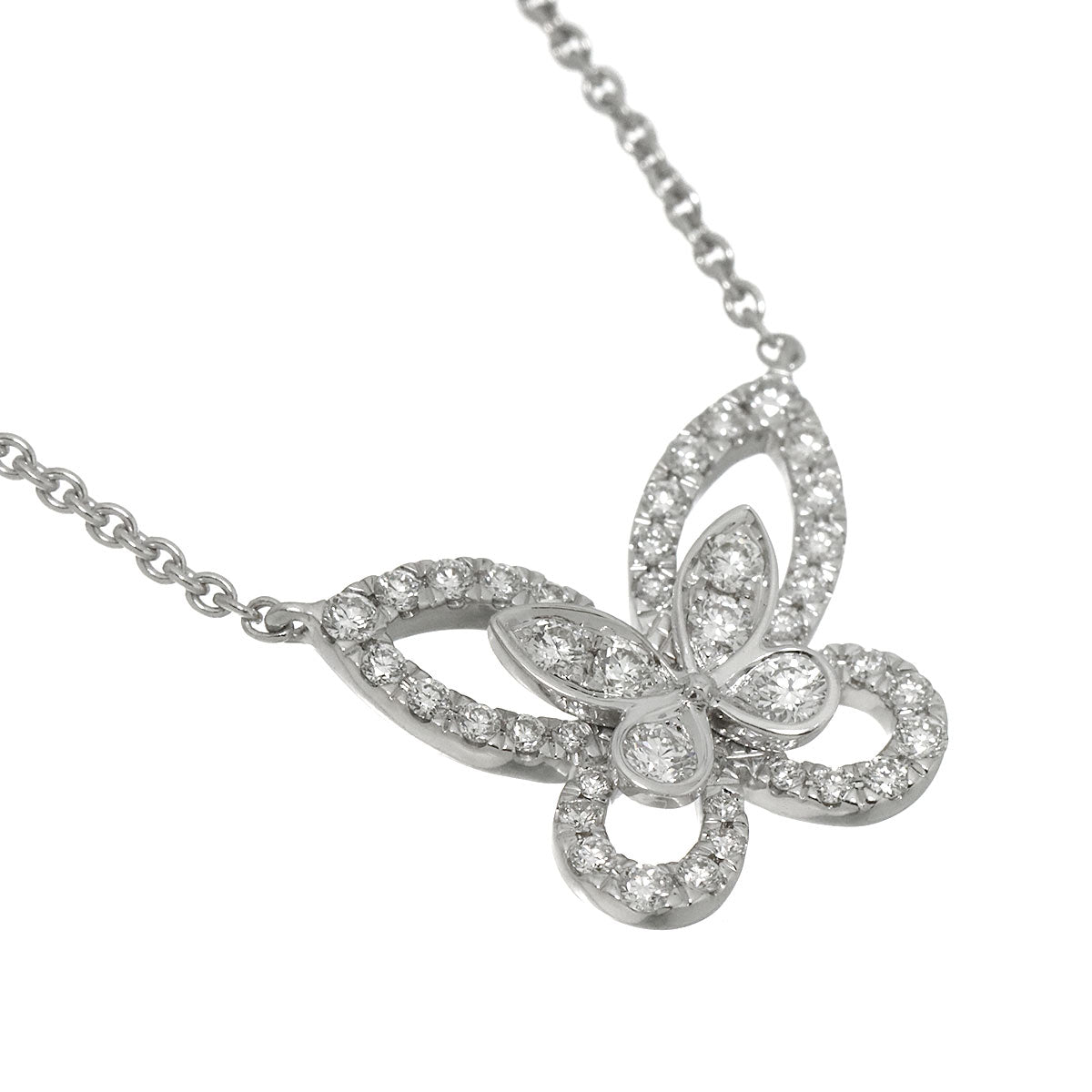 Butterfly Silhouette Mini Diamond Necklace 18K WG 750