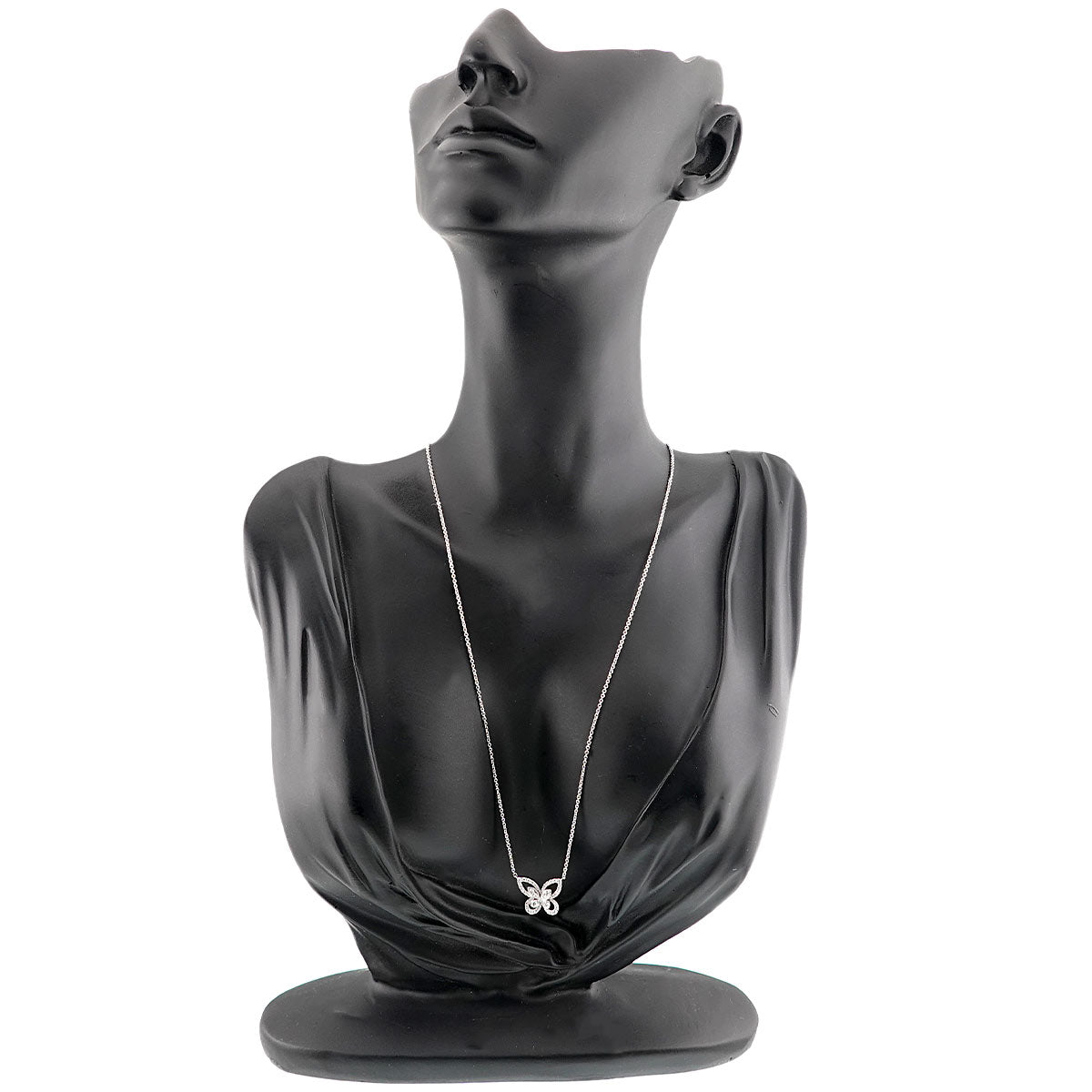 Butterfly Silhouette Mini Diamond Necklace 18K WG 750