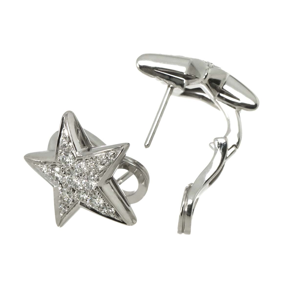 COMETE Diamond MM Earrings Pierced 18K WG White Gold 750