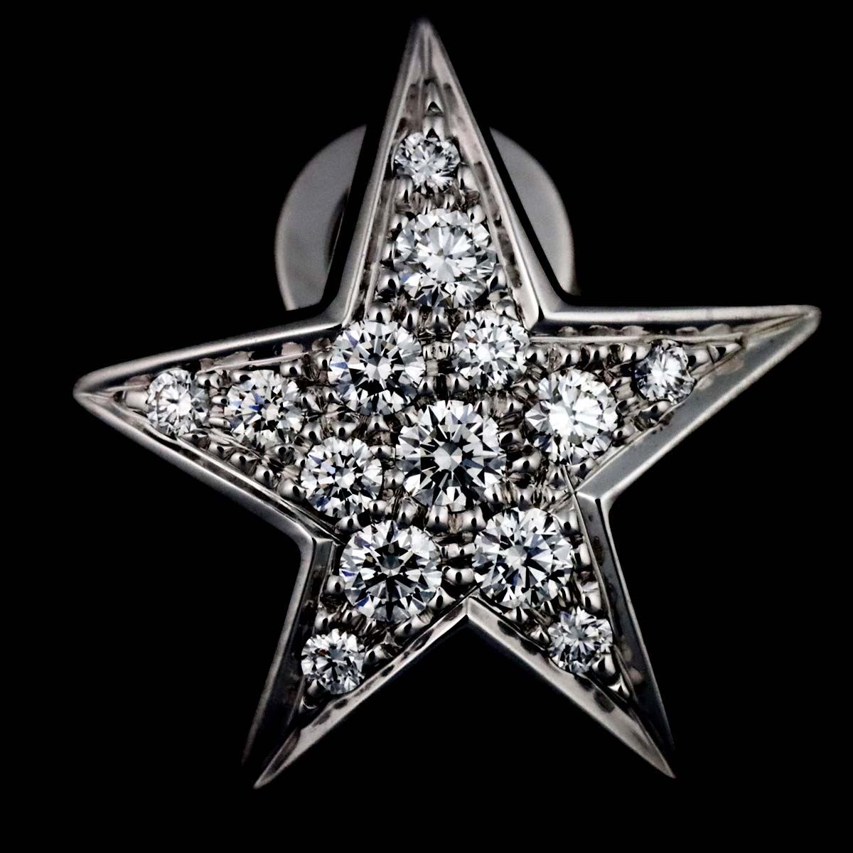 COMETE Diamond MM Earrings Pierced 18K WG White Gold 750